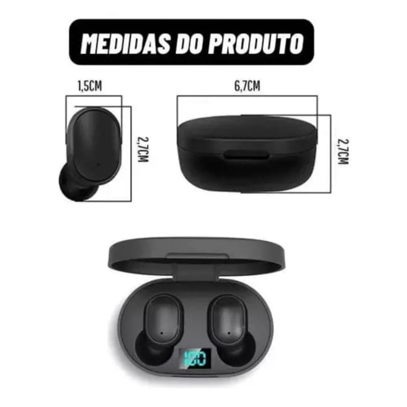 Fone De Ouvido Dual Led Bluetooth 5.0 Airdots Air Sem Fio - Preto - Teus Pulos