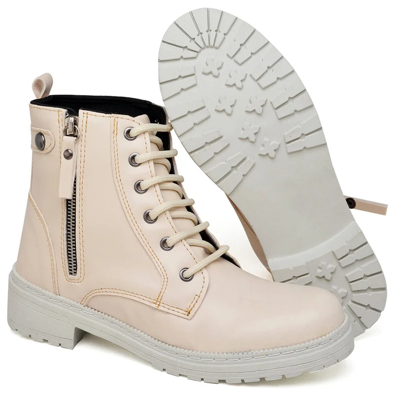 Bota Coturno Feminina Casual Cano Curto Lisa Zeta - Teus Pulos