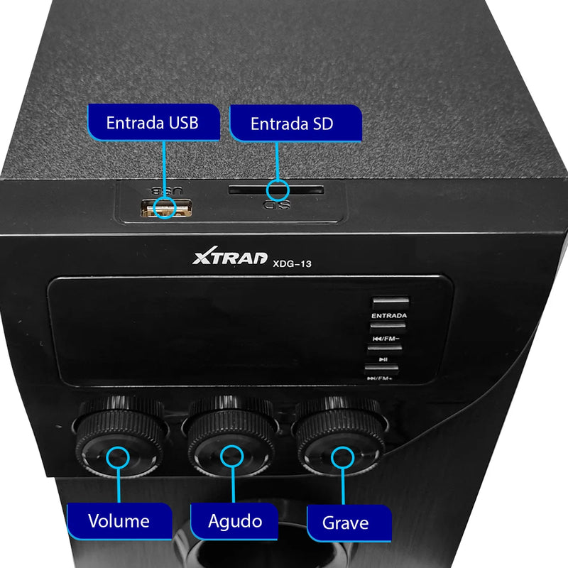 Micro System 2.1 XDG-13 Caixa de Som Bluetooth - Teus Pulos