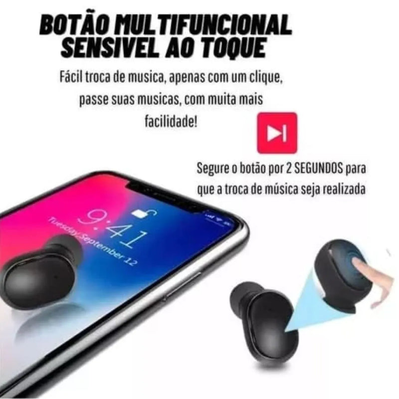 Fone De Ouvido Dual Led Bluetooth 5.0 Airdots Air Sem Fio - Preto - Teus Pulos