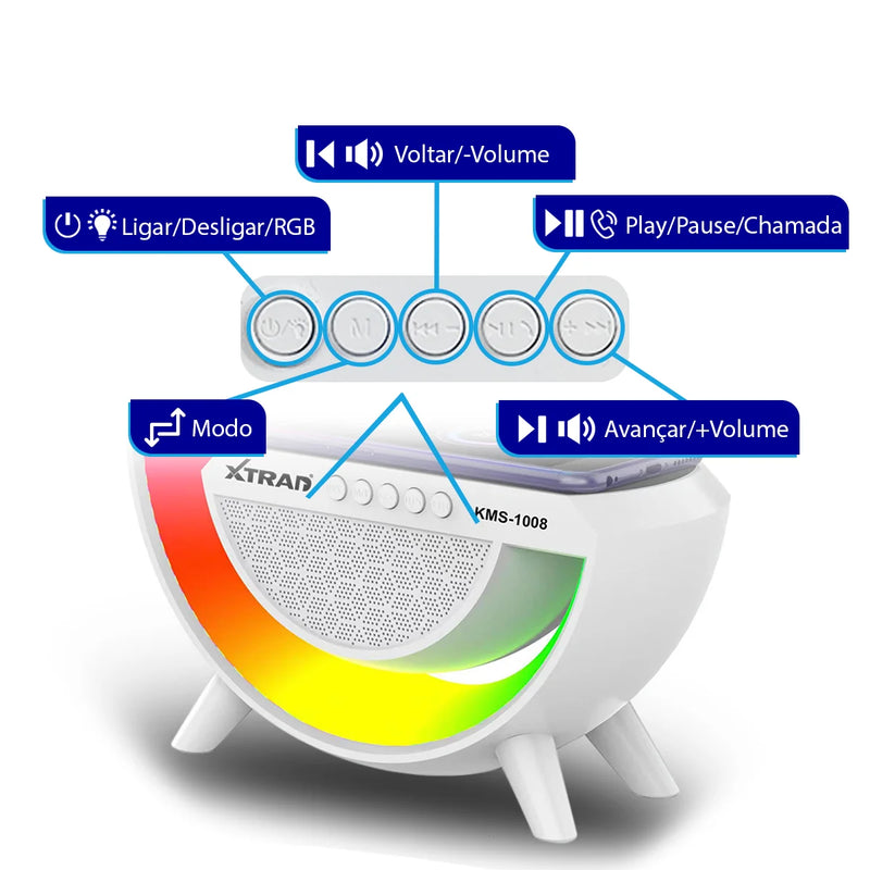 Caixa de Som Xtrad KMS-1008 Carregamento Sem Fio - Teus Pulos