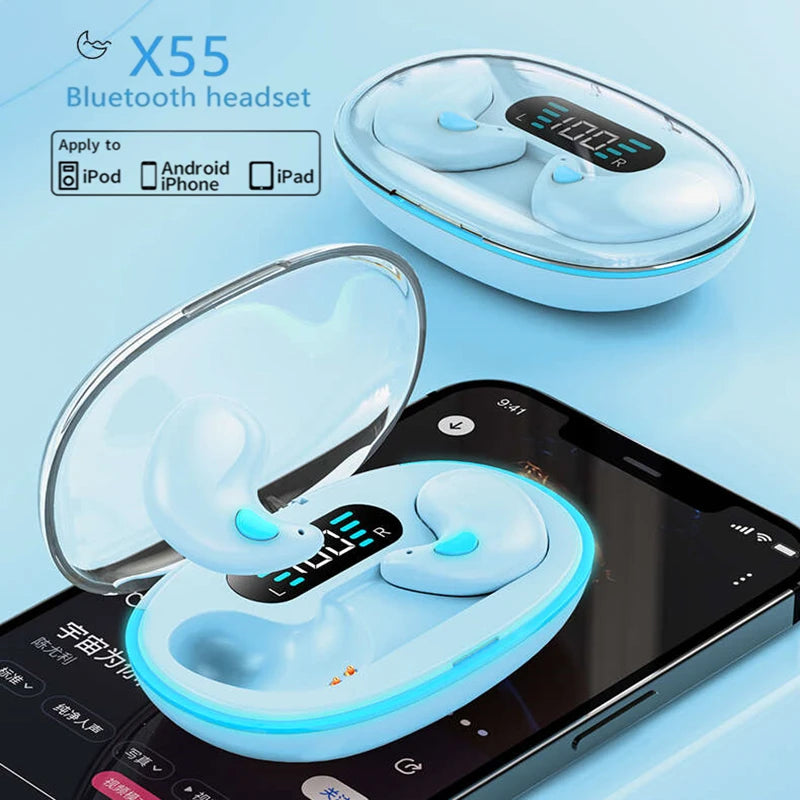 Fone de Ouvido X55 Invisible Sleep Bluetooth 5.0