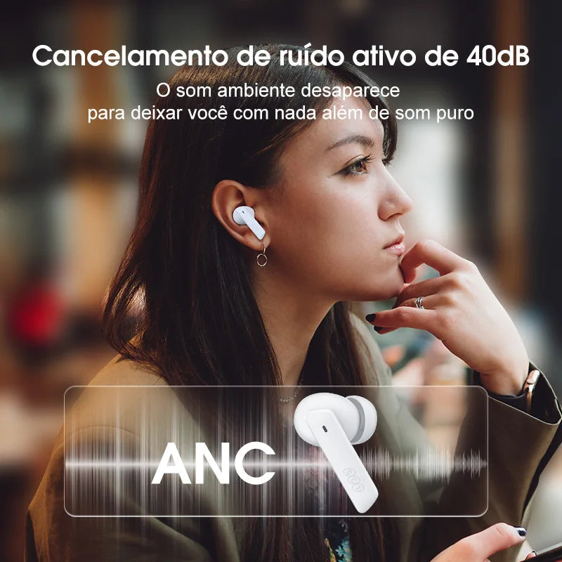 Fones de Ouvido Bluetooth 5.2 QCY HT05 MeloBuds ANC