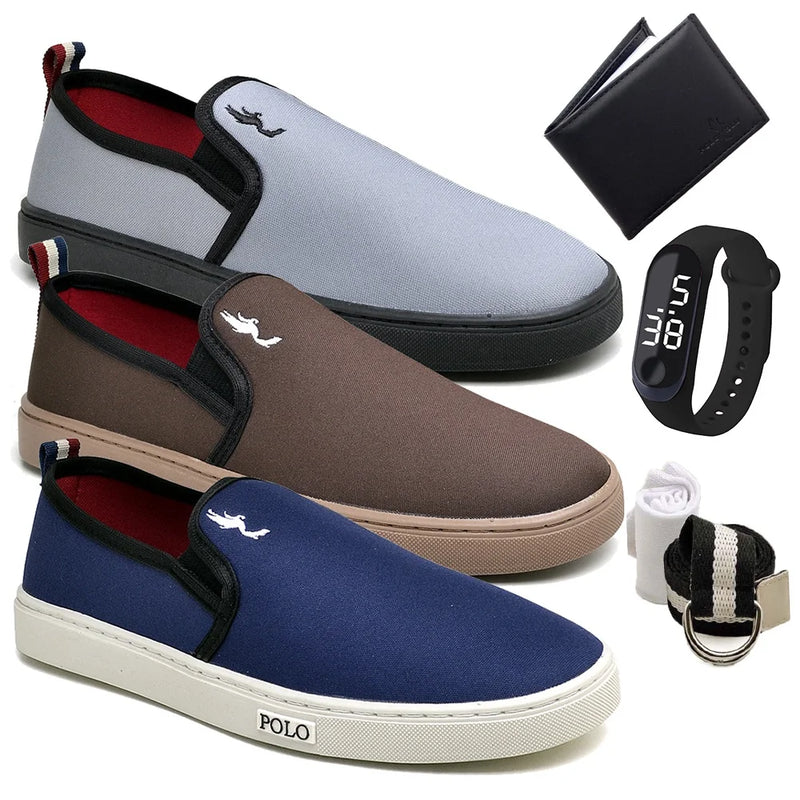 Kit 3 Pares Tênis Classic Sapatilha Slip On - Teus Pulos