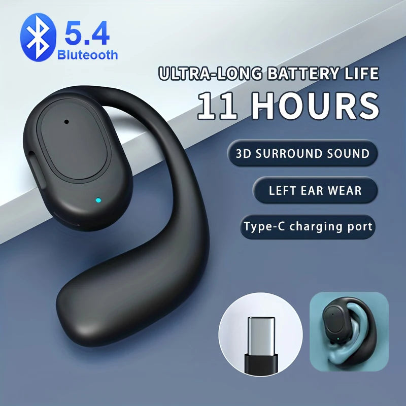 Fone de Ouvido Bluetooth 5.4 com Clip para Esportes